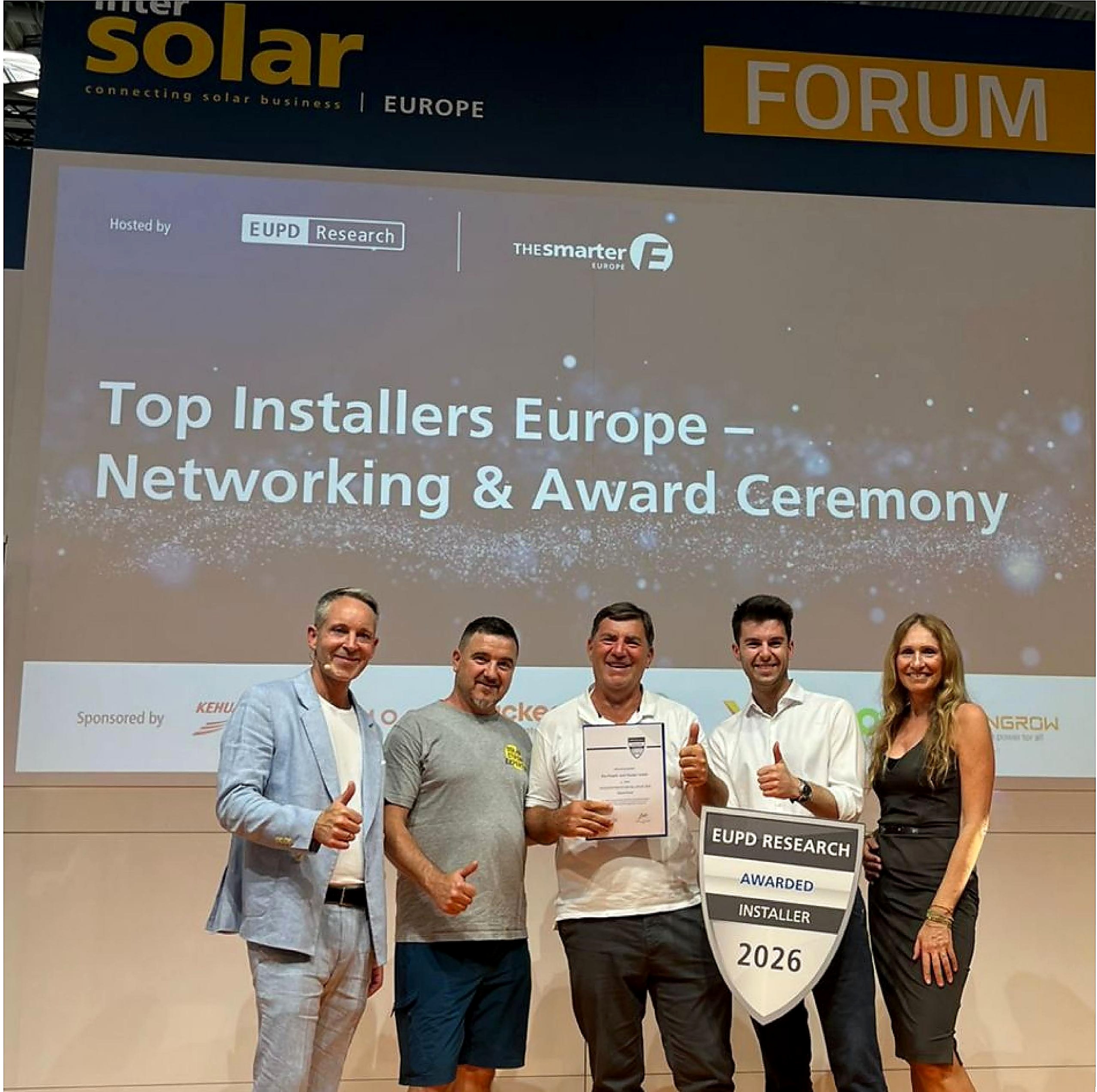 KW Projekt und Handel GmbH bei der Verleihung des EUPD Research Installer Award